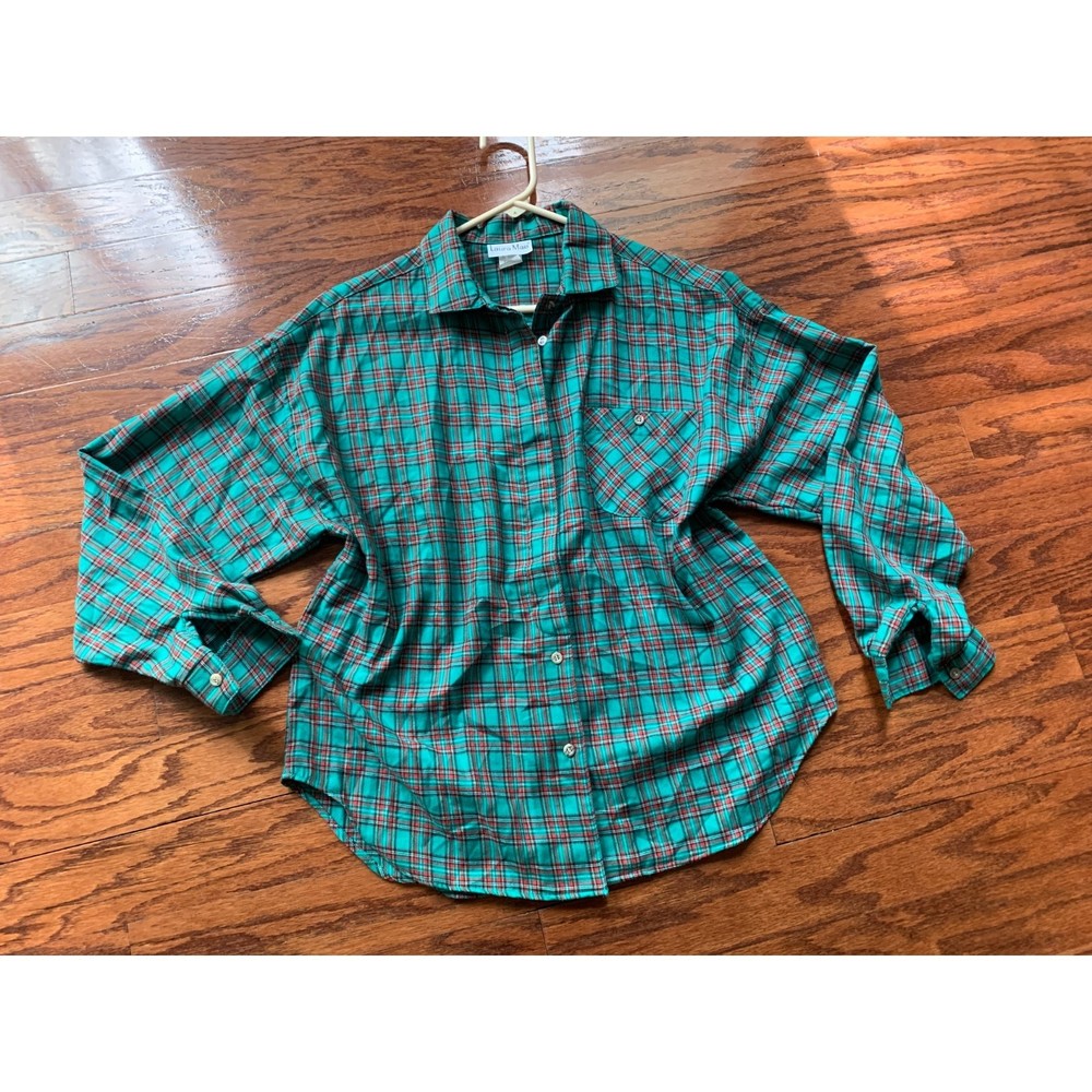 Vintage Plaid Laura Mae Long Sleeve Button Down Oversize Shirt Size M